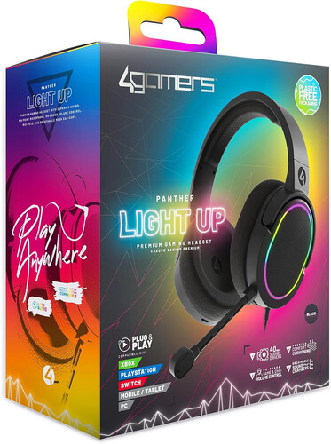 PC Accessory:  Wired Headset - 4Gamers PANTHER LED Light Up Headset:  Compatible with PC, Switch, PS5, Xbox X|S