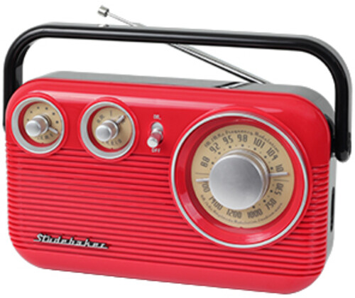 STUDEBAKER SB2003RB RETRO AM/ FM RADIO W/ SPKR RED/ B