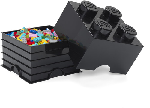 LEGO Stackable Storage Brick with 4 Knobs, Black