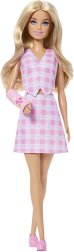 Mattel - Barbie Fashionistas Doll #243 With Pink Arm Cast And Plaid Top And Skirt, Blonde
