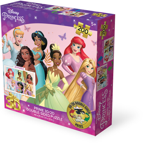 Disney Princess 6 Princesses 200pc 18x12 in 3D/2D Double-Sided Puzzle
