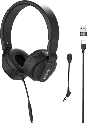 MAXELL HPBMT1 USB-C WIRED HEADPHONE BOOM MIC BLACK|alliance entertainment