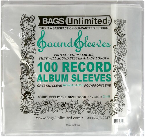 Bags Unlimited SPPLP15R - 12 Inch Record Jacket Sleeve - Resealable - 100 Count Clear