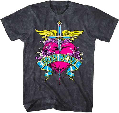 BON JOVI HEART VINTAGE TSHIRT MED BLK 10531029A2