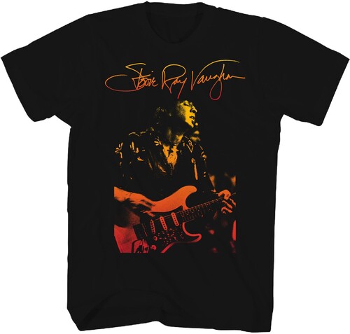 Stevie Ray Vaughan - Signature Gradient Photo T-Shirt - Large Black TS0001SRVA3