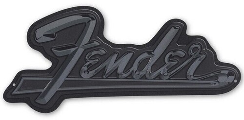 FENDER LOGO SILVER METAL SIGN