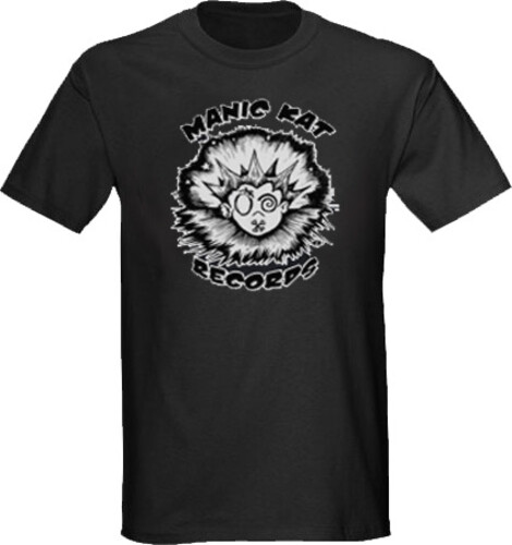 Manic Kat Records Punk Explosion Black Unisex Adult Short Sleeve TeeShirt (Medium)