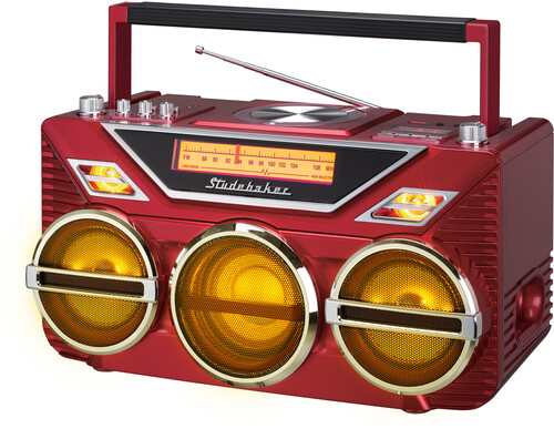 STUDEBAKER SB2165R AVANTI BT BOOMBOX CD/ AM/ FM RED