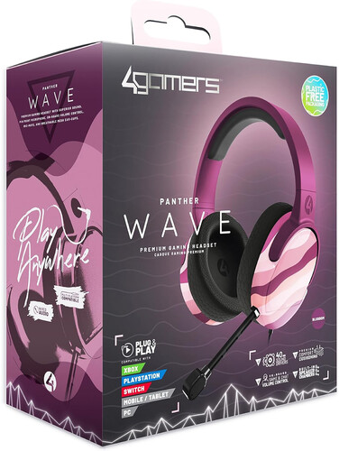 PC Accessory:  Wired Headset - 4Gamers C6-100 WAVE - Panther:  Compatible with PC, Switch, PS5, Xbox X|S
