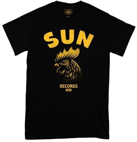 Sun Records - Gritty Rooster - Heavy Cotton T-Shirt - Medium Black