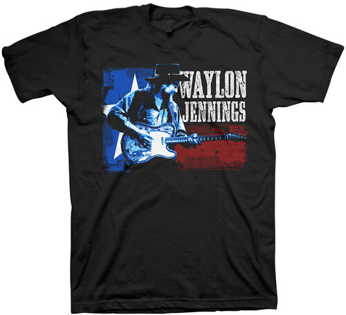 Waylon Jennings - Red, White and Blue - T-Shirt - Small (Black)