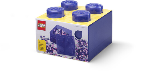 LEGO Stackable Storage Brick with 4 Knobs, Violet with a Glitter Top Lid