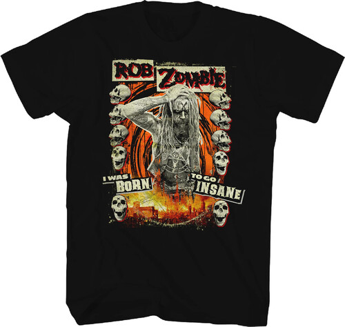 ROB ZOMBIE BORN TO GO INSANE T-SHIRT MEDIUM BLACK
