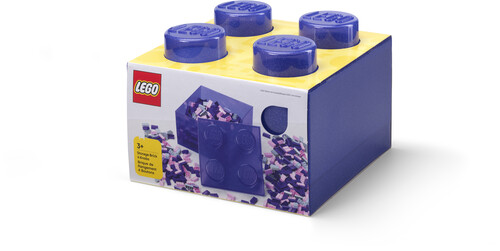LEGO STORAGE BRICK 4 KNOBS TOP LID GLITTER VIOLET