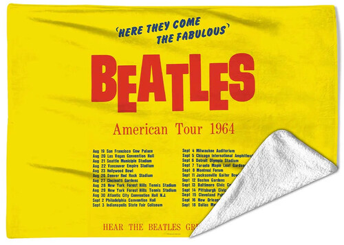 Rocksax - The Beatles - America Tour Yellow - Sherpa Fleece Blanket (60 in x 80 in)