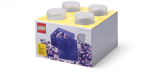 LEGO Stackable Storage Brick with 4 Knobs, Translucent with a Glitter Top Lid