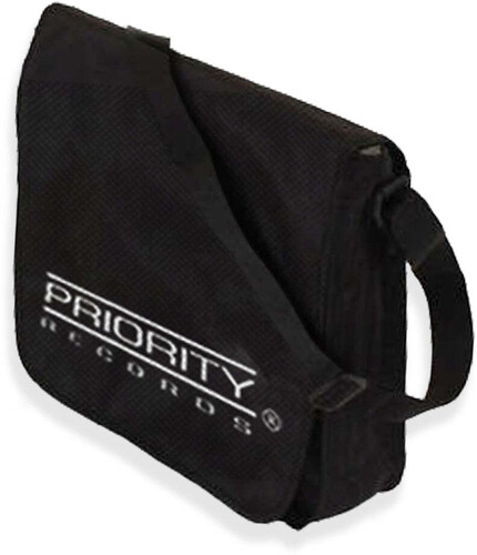 Rocksax - Priority Records - Logo - Flap Top Messenger Record/Laptop/Record Bag (Black/White)