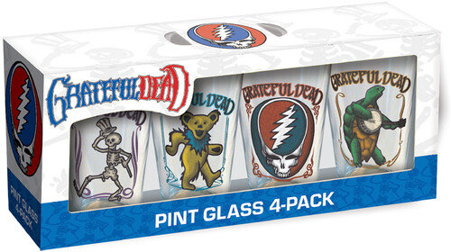 GRATEFUL DEAD RETRO DRINKING GLASS SET 4-PACK 16OZ