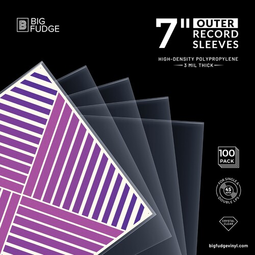 Big Fudge BFOS7x100US 7-inch 45RPM Vinyl Record Outer Sleeves Polypropylene 100 Pack Crystal Clear