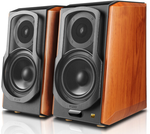 Edifier S1000W Bluetooth - WiFi Wireless Hi-Fi Bookshelf Speakers Hi-Res Audio 120 Watts (Brown)
