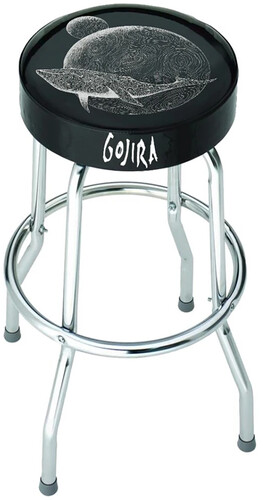 Rocksax - Gojira - Flying Whatle Logo - Bar Stool With Swivel Seat (Black/Chrome)