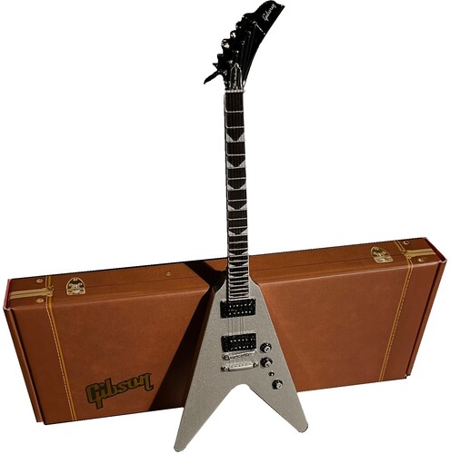 AH DAVE MUSTAINE SILVER METALLIC MINI GUITAR