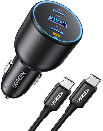 UGREEN - 130W 3-Port USB Car Charger with USB-C Cable