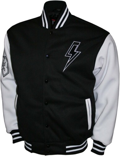 AC/ DC CP VARSITY JACKET LG SLV XL WT/ BK M2451ADA4