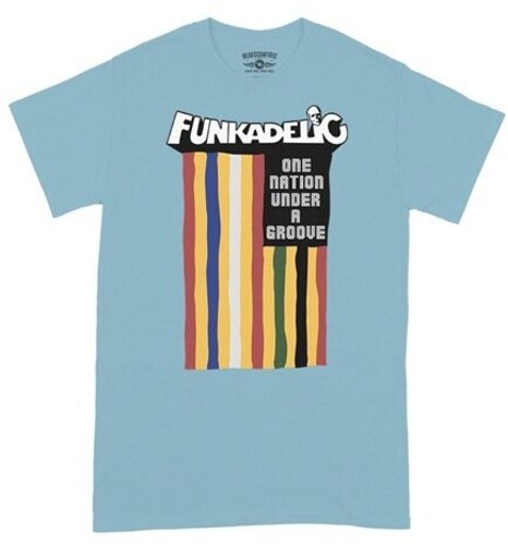 Funkadelic - One Nation Under a Groove Flag - Heavy Cotton T-Shirt - Small Light Blue