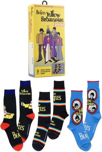 Perri's - Beatles - Yellow Submarine - Crew Socks (Assorted Styles 3 Pack Gift Box)