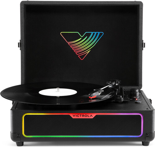 Victrola VSC-700SB-BLK Journey Glow Bluetooth Illuminated Suitcase Record Player Black