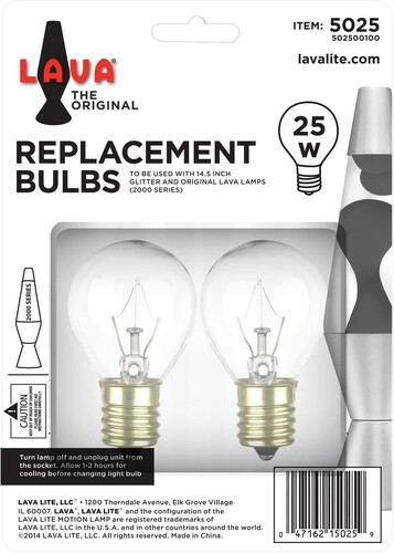 LAVA LAMP 25W LIGHT BULB 2 PACK FOR 14.5 LAMPS