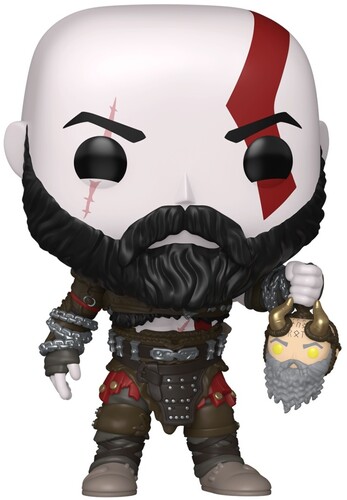 POP GOD OF WAR RAGNAROK KRATOS WITH MIMIRS HEAD