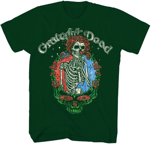 GRATEFUL DEAD FLORAL BERTHA SYF TSHIRT GREEN LRG
