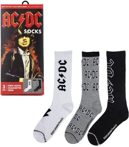 Perri's - AC/DC - Crew Socks (Assorted Styles 3 Pack Gift Box)
