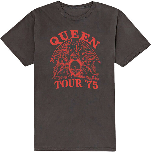 Queen - Queen Tour '75 Red Logo Black Ss Tee L (Blk) (Lg)