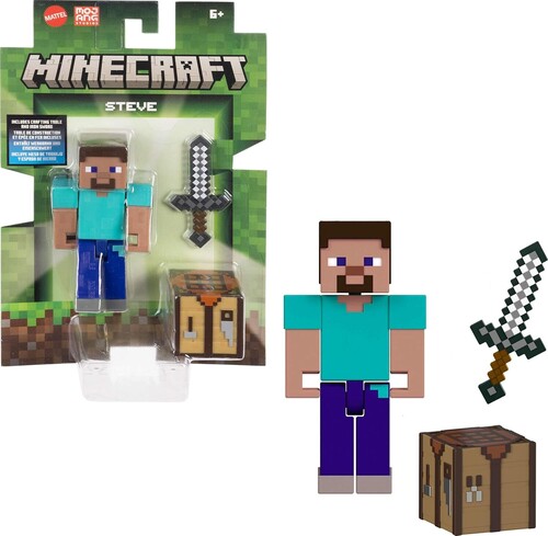 MINECRAFT 3 25IN STEVE FIGURE WITH ACCESSORIES