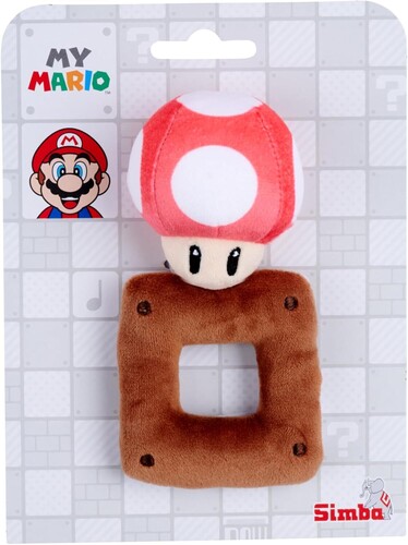 SUPER MARIO BABY 6IN PLUSH MUSHROOM WITH RATTLE