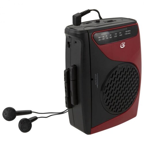 GPX CAS337 PORTABLE CASSETTE PLAYER FM RED/ BLK