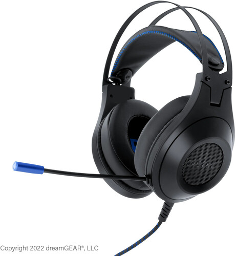 PlayStation 5 Accessory:  Wired Headset - BIONIK SIREX with Boom Mic - Black & Blue:  Compatible with PC, Switch, PS5, Xbox X|S