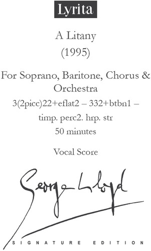 Lloyd: A Litany for soprano, baritone, chorus & orchestra Vocal Score