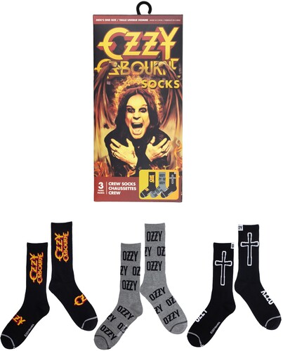 Perri's - Ozzy Osbourne - Crew Socks (Assorted Styles 3 Pack Gift Box)