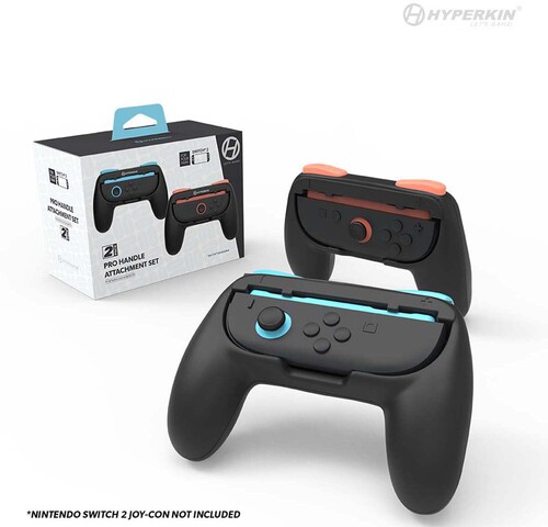 Switch 2 Accessory: HyperkinPro Handle Attachment Set 2 PC for Nintendo Switch 2 Joy-Cons (Black) for Nintendo Switch 2