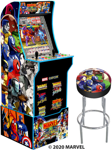 Arcade1Up Marvel vs Capcom with Stool, Riser, and Lit Marquee