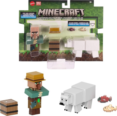 MINECRAFT 3 25IN FISHERMAN AND POLAR BEAR 2 PACK