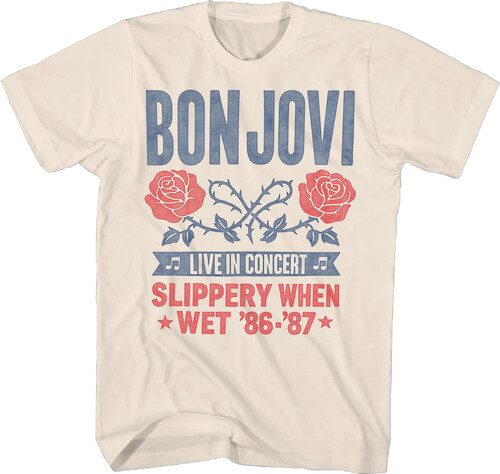 BON JOVI ROSES SLIPPERY 86/ 87 TOUR TSHIRT NAT XL