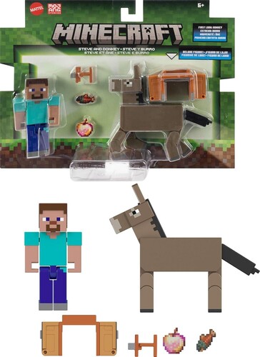 MINECRAFT 3 25IN STEVE AND DONKEY FIGURE 2 PACK