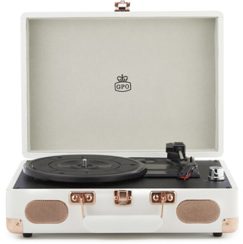 GPO SOHO PORTABLE TURNTABLE 3SPD SPEAKERS WHITE