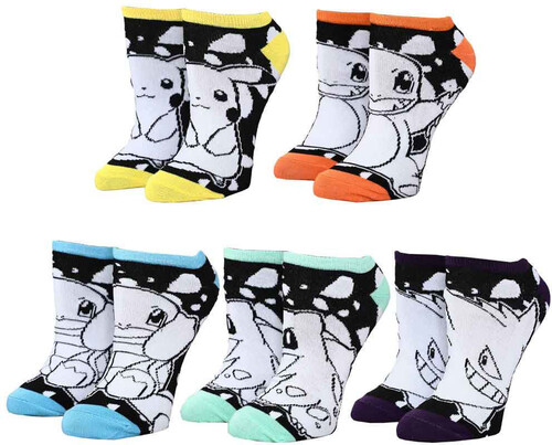 POKEMON CHARACTERS 5 PAIR ANKLE SOCKS KIDS 4-10