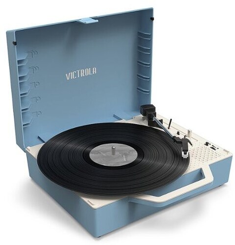Victrola VSC-725SB-LBL Re-Spin Dual Bluetooth Sustainable Suitcase Record Player (Light Blue)